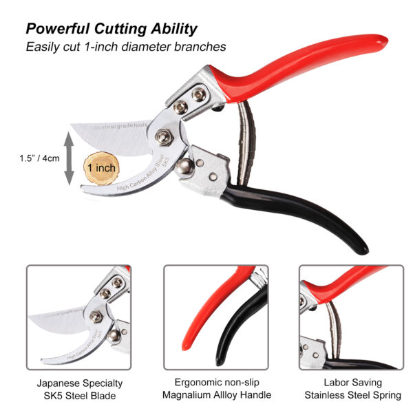 TONMA Pruning Shears [Made in Japan] Professional 8 Inch Premium Plant Garden Scissors Secateurs with Ergonomic Handle (TP-2) - Image 7