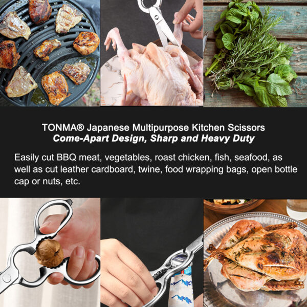 TONMA Kitchen Scissors All Purpose [ Made in Japan ] Sharp Stainless Steel Forged Kitchen Shears Heavy Duty, Come Apart Blade Dishwasher Safe (TKS-1) - Image 5