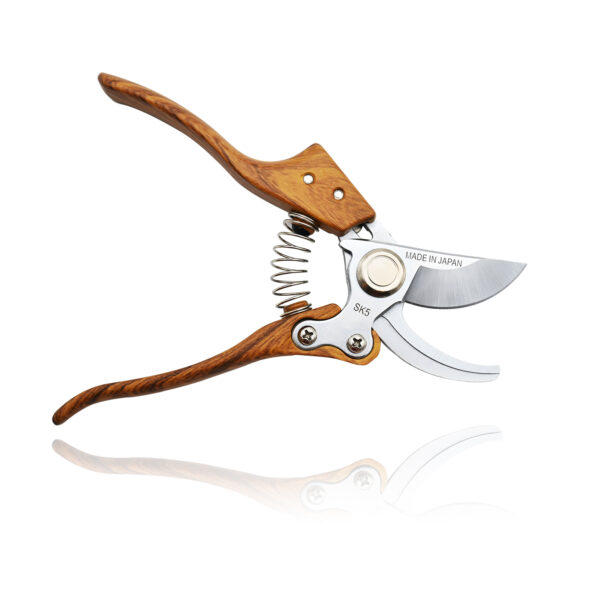 TONMA [Made in Japan] Pruning Shears 8“ Professional Bypass Garden Shears Secateurs, Japanese Gardening Scissors Plant Hand Pruner Hedge Clippers, Ergonomic Imitation Wood Grain Aluminum Alloy Handle (TP-7)