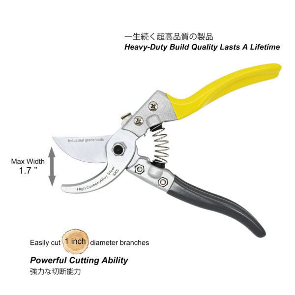 TONMA Pruning Shears for Gardening [Made in Japan] Professional 8" Sharp Bypass Garden Shears, Heavy Duty Hedge Shears Pruners, Clippers, Secateurs, Pruning Scissors for Plant, Branch, Bonsai, Tree (TP-5) - Image 3