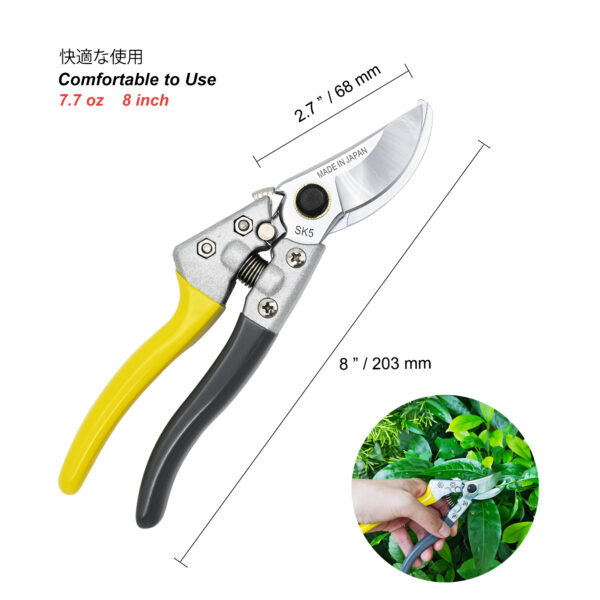 TONMA Pruning Shears for Gardening [Made in Japan] Professional 8" Sharp Bypass Garden Shears, Heavy Duty Hedge Shears Pruners, Clippers, Secateurs, Pruning Scissors for Plant, Branch, Bonsai, Tree (TP-5) - Image 5