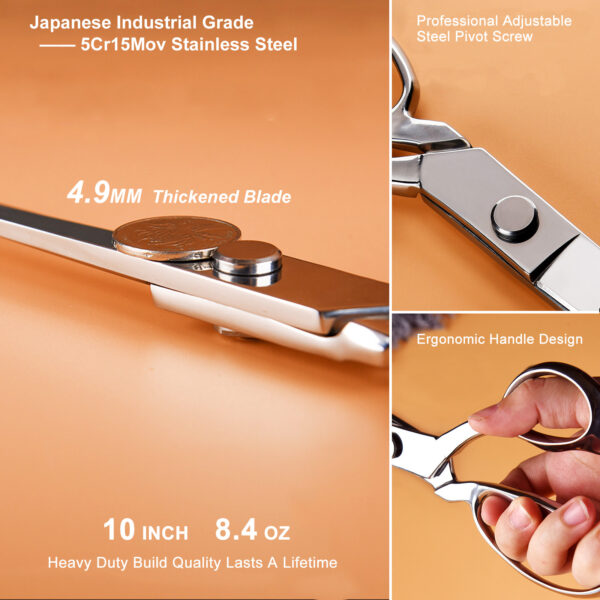 TONMA Fabric Scissors [Made in Japan] 10 Inch Professional Sewing Scissors for Tailoring Heavy Duty Japanese Solid Stainless Steel Tailor Shears for Leather Cutting Home Office Artists Dressmakers (TFS-2) - Image 4