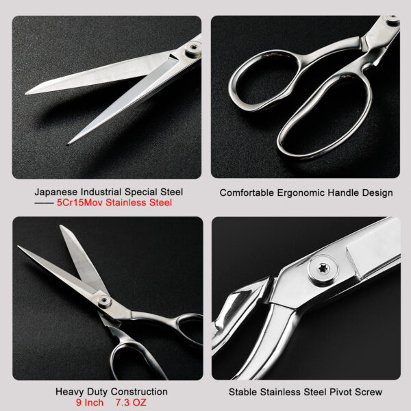 TONMA Sewing Scissors [Made in Japan] 9 Inch Professional Fabric Scissors, Industrial Japanese Solid Stainless Steel Dressmaker Tailor Shears, Ideal for Cutting Fabric Cloth Denim Leather (TFS-1) - Image 4