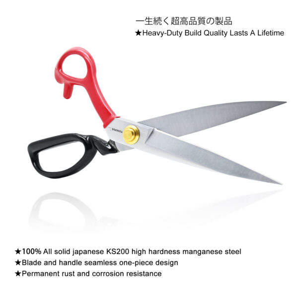 TONMA True Left Handed Fabric Scissors [Made in Japan] 10 Inch / 12 Inch Heavy Duty Sewing Scissors, Industrial Japanese Steel Dressmaker Tailor Shears for Cutting Clothes Fabric Denim Leather - Image 2