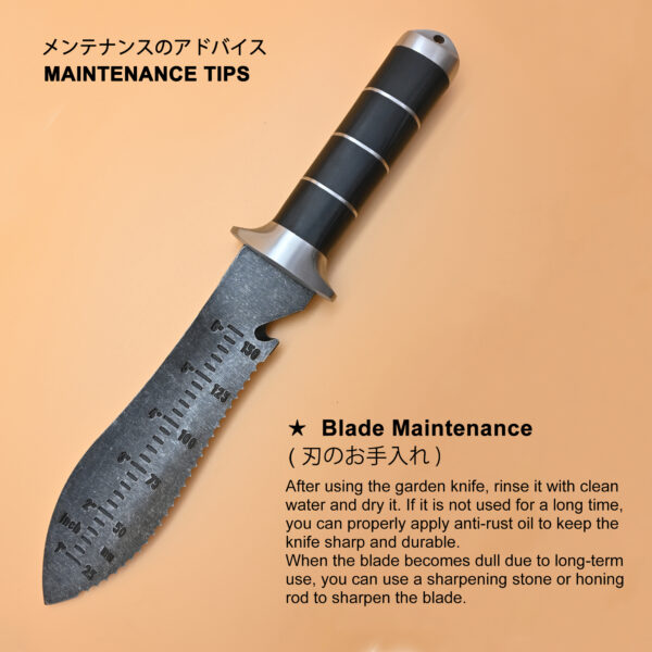 TONMA Hori Hori Garden Knife [ Made in Japan ] Heavy Duty Stainless Steel Japanese Hori Knife with Sheath Garden Tools for Weeding, Digging, Cutting, Pruning (TGK-2) - Image 4