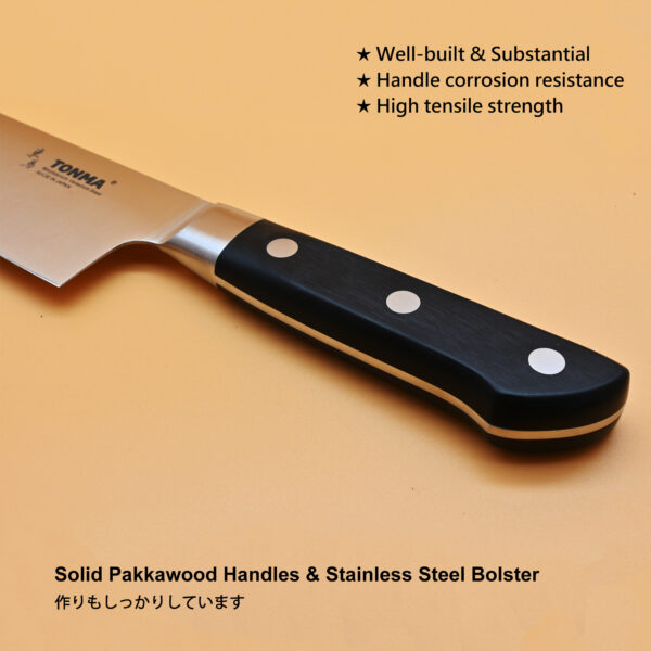 TONMA Classic Chef's Knife [Made in Japan] 8.2 inches Handcrafted Stainless Steel Japanese Gyuto 210mm, Premium Kitchen Knife for Home and Professional Chefs (TCK-1) - Image 4