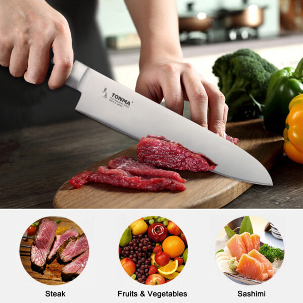 TONMA Classic Chef's Knife [Made in Japan] 8.2 inches Handcrafted Stainless Steel Japanese Gyuto 210mm, Premium Kitchen Knife for Home and Professional Chefs (TCK-1) - Image 6