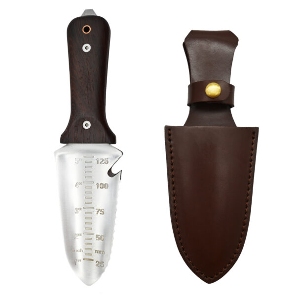 TONMA Hori Hori Garden Knife [Made in Japan] Heavy Duty Stainless Steel Japanese Hori Knife with Sheath Garden Tools, Natural Wenge Wood Handle, Full Tang (TGK-3)