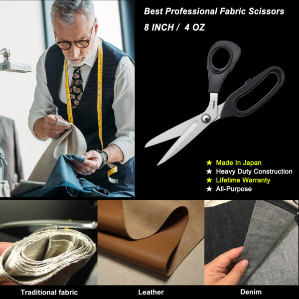 TONMA Fabric Scissors [Made in Japan] 8.2-Inch Lightweight Sewing Scissors All Purpose Japanese SG2 Stainless Steel for Office Work Home Arts School Students Crafting Cutting, Right Handed(TCS-1) - Image 4